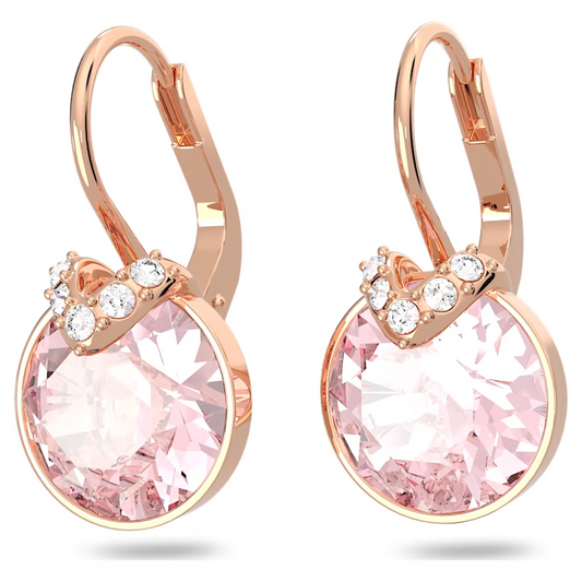 Swarovski Bella V drop earrings Round cut, Pink, Rose gold-tone plated