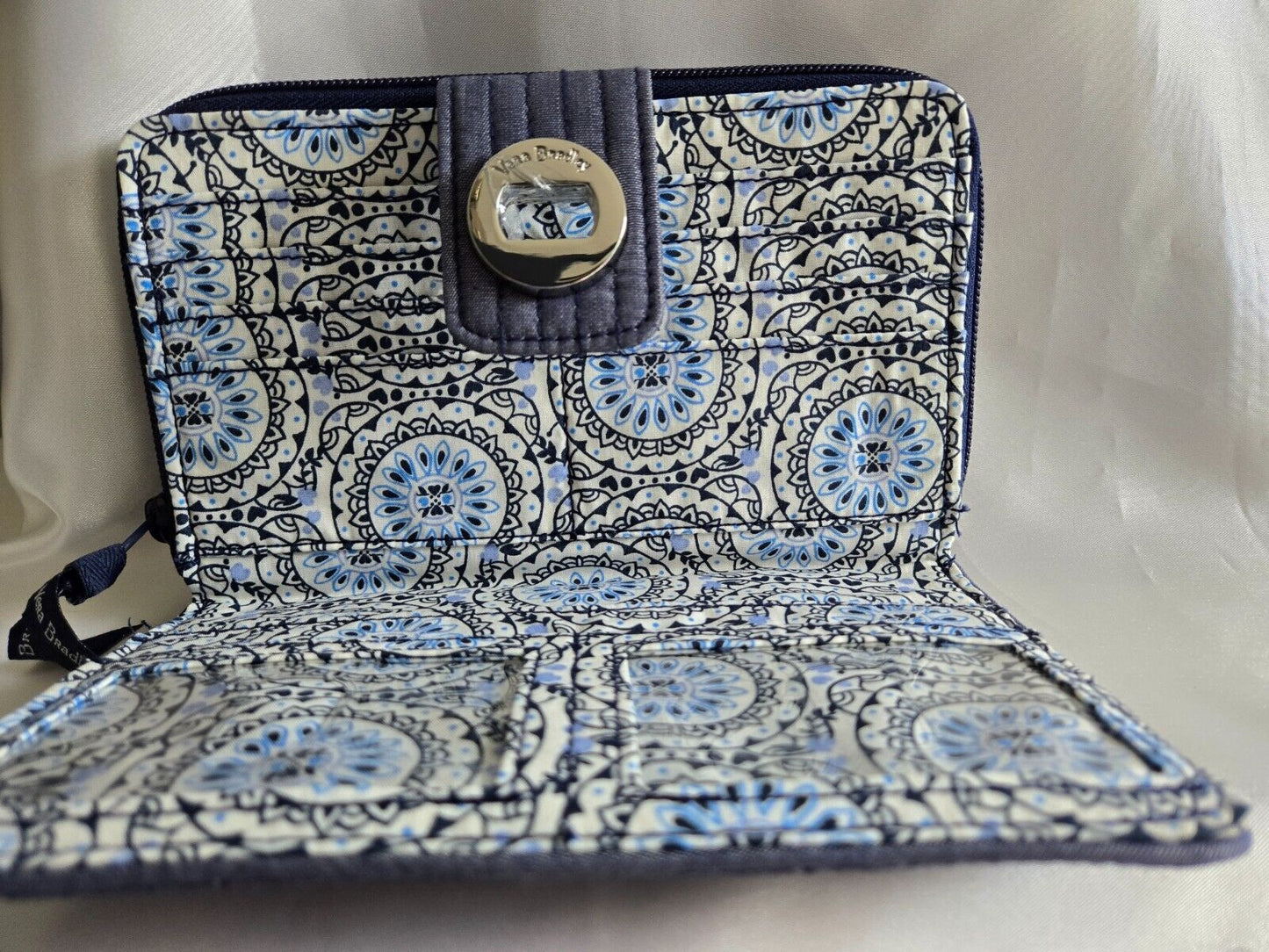 Vera Bradley RFID Cotton Turnlock Wallet, Moonlight Navy