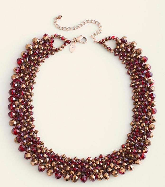 CHICO'S RED SPARKLE BIB NECKLACE