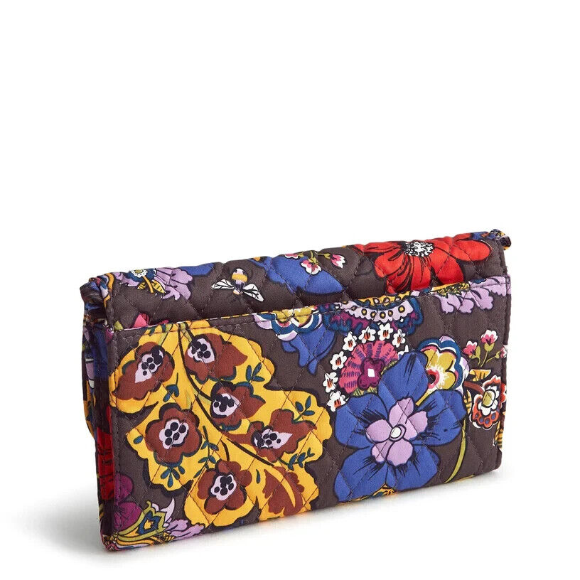 Vera Bradley Wildwood Wallet Crossbody, Colorful bouquet in Cotton gabardine