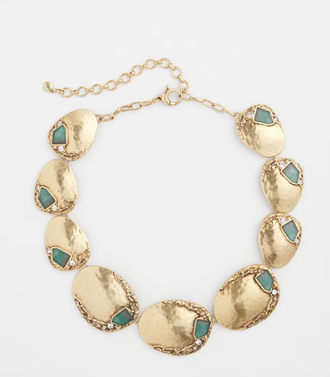 CHICO'S AQUA & GOLD COLLAR NECKLACE
