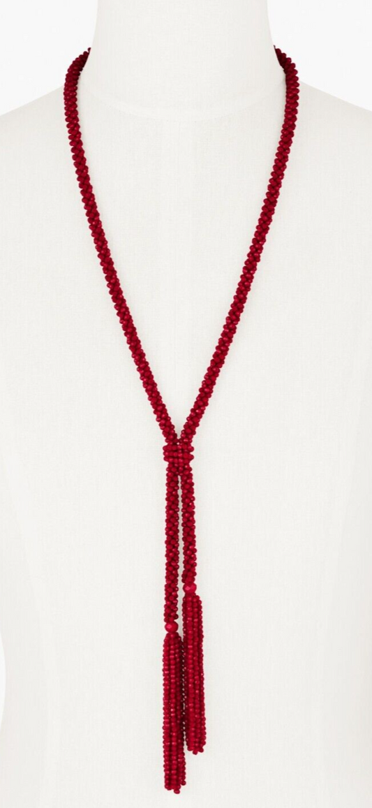 TALBOTS BEADED TASSEL NECKLACE