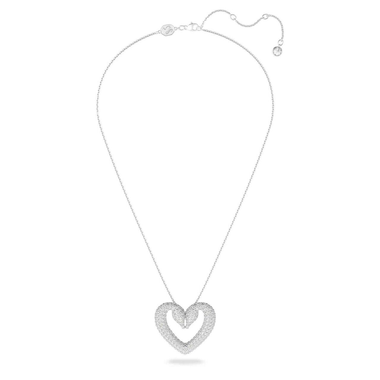 Swarovski Una Pendant Heart, Large, White, Rhodium Plated, 5626176