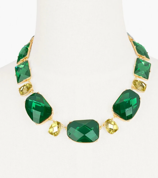 TALBOTS CHECKERBOARD STONE STATEMENT NECKLACE