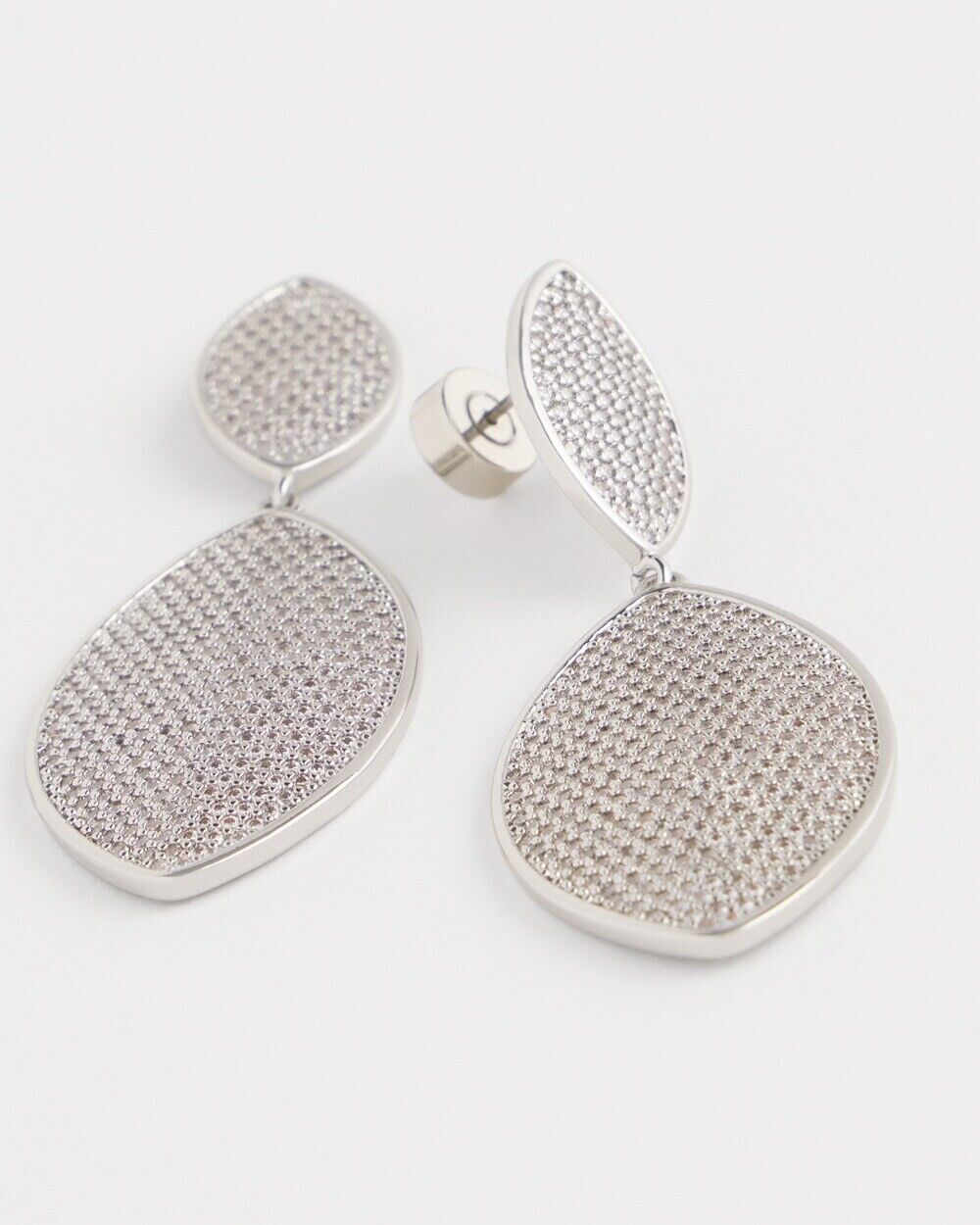 CHICO'S NO DROOP PAVE NAVETTE DROP EARRINGS