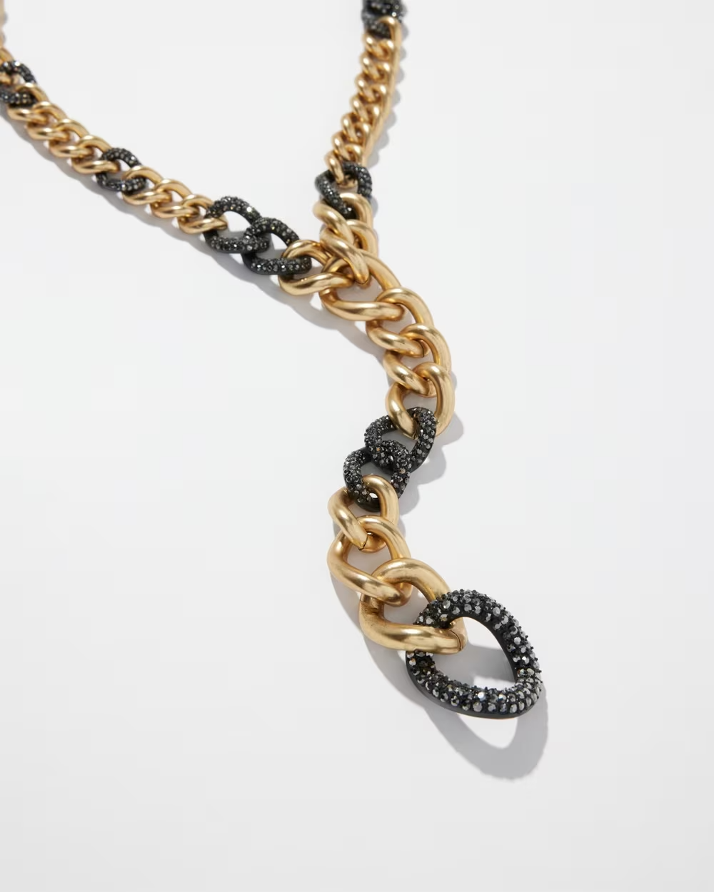CHICO' S GOLD TONE PAVE Y-NECKLACE