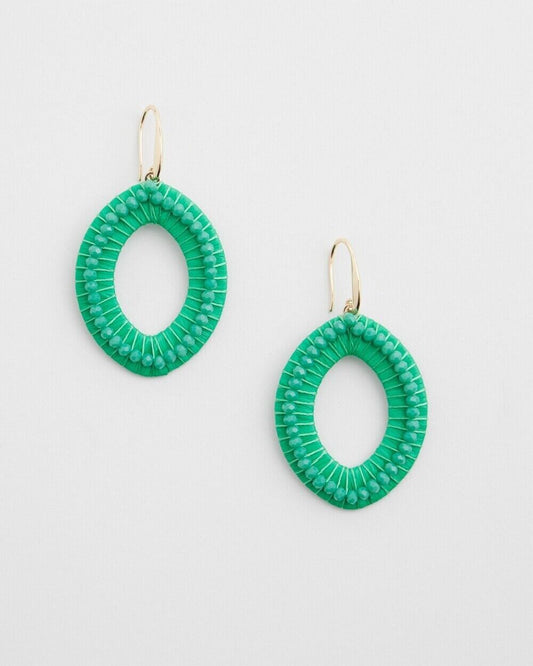 CHICO'S NO DROOP GREEN NAVETTE EARRINGS