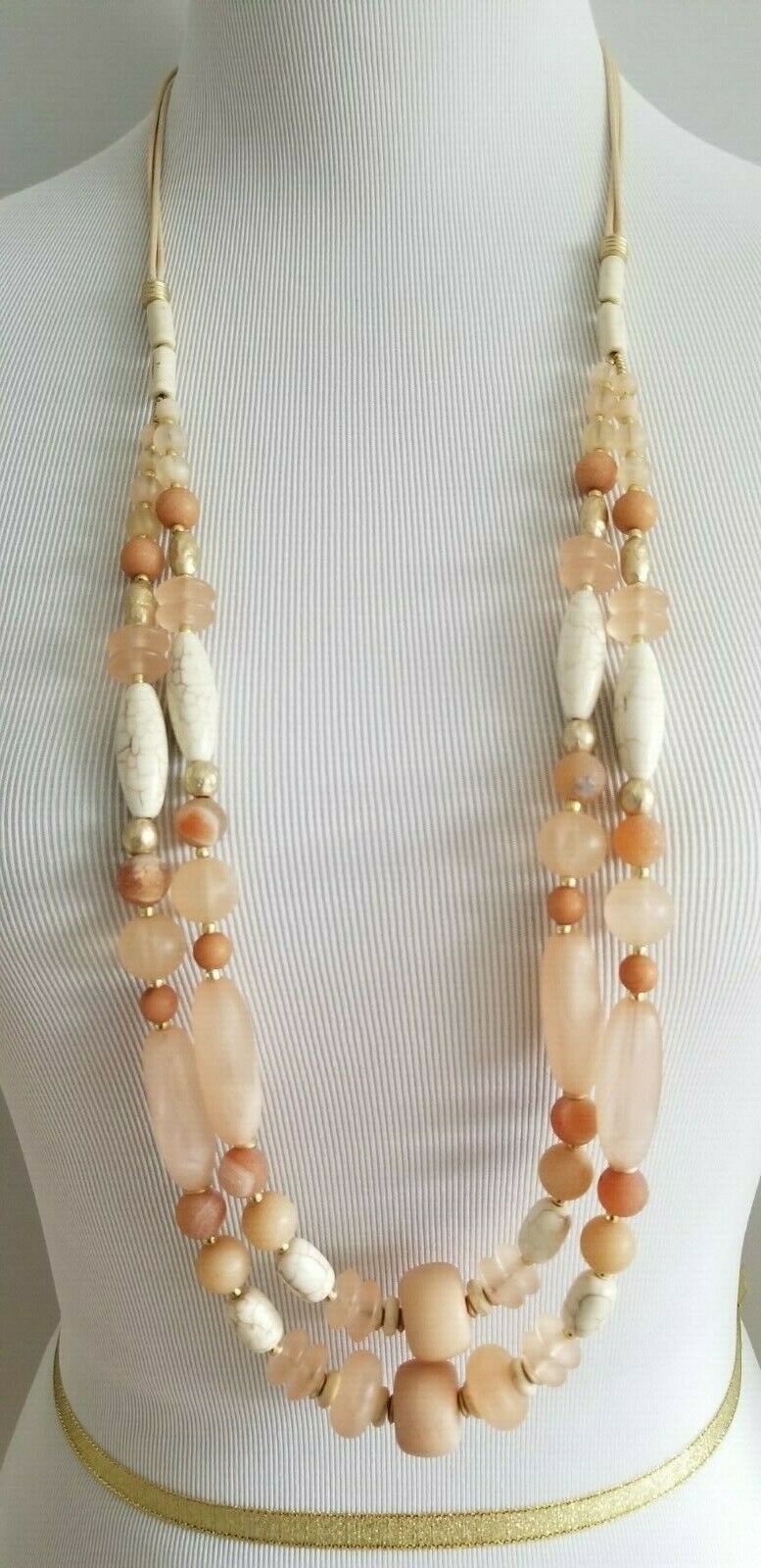 CHICO'S BLUSH BEADED DOUBLE-STRAND NECKLACE