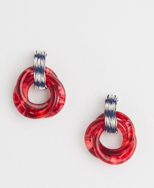 CHICO'S RAFFIA RESIN DROP HOOPS EARRINGS