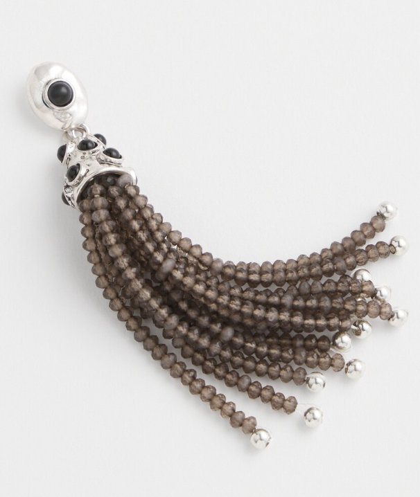 CHICO'S BLACK & SILVER TASSEL DROP EARRINGS