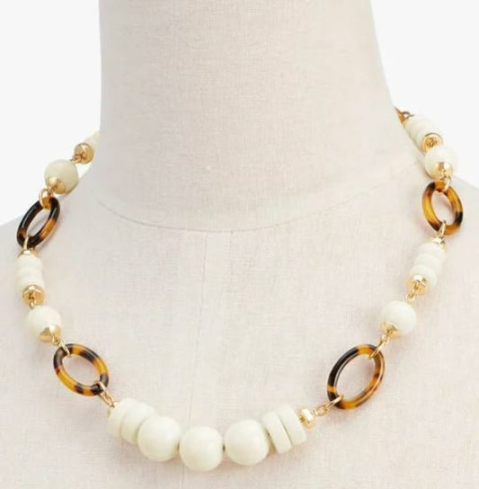 TALBOTS IVORY & TORTOISE SHORT NECKLACE