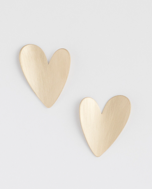 CHICO'S GOLD TONE STUD HEART EARRINGS