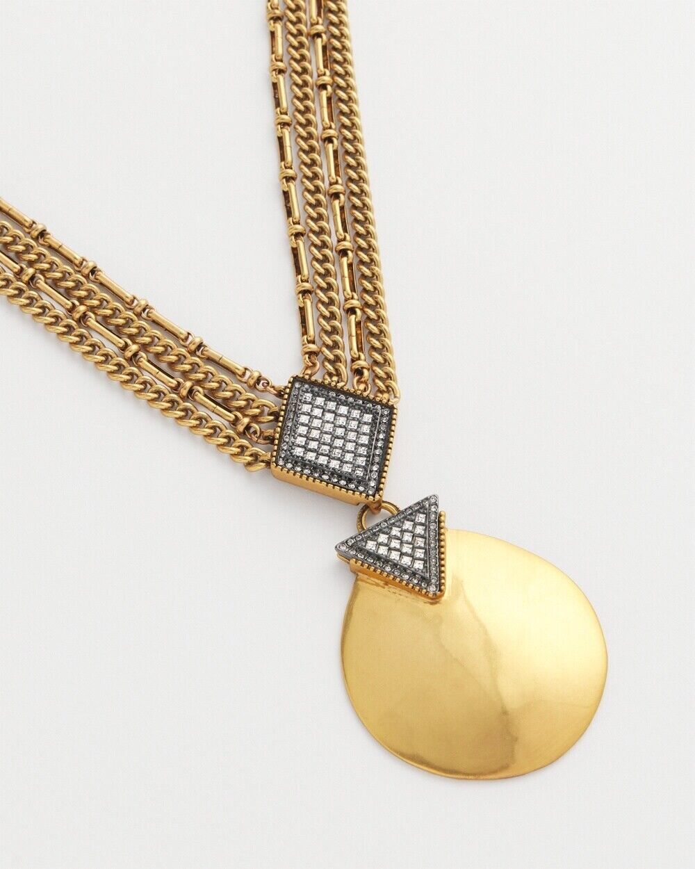 CHICO'S GOLD TONE PAVE PENDANT NECKLACE