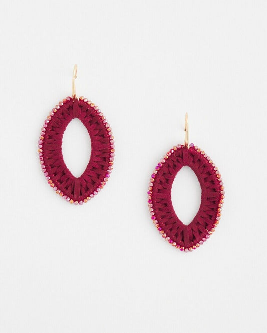 CHICO'S NO DROOP BERRY FAUX SUEDE EARRINGS