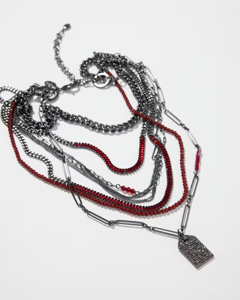 CHICO' S RED MULTISTRAND NECKLACE