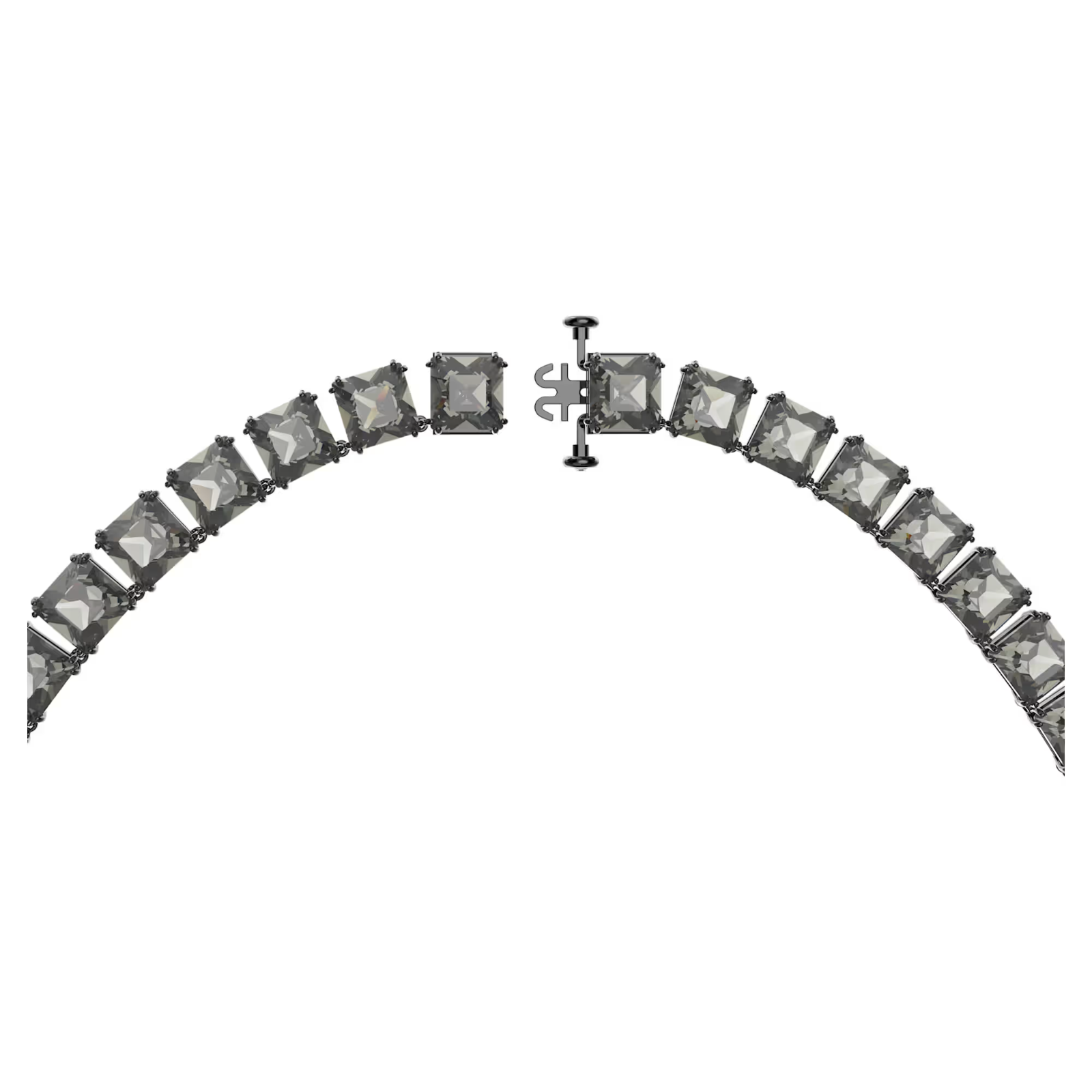 Swarovski Millenia necklace Square cut, Long, Gray, Ruthenium plated
