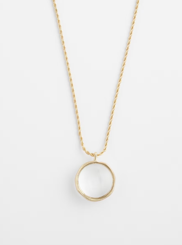 CHICO'S GLASS LOUPE MAGNIFIER PENDANT NECKLACE