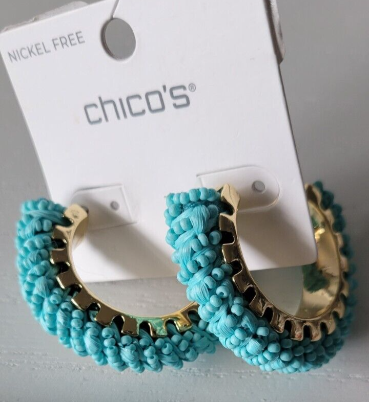 CHICO'S  TURQUOISE SEED BEAD EARRINGS