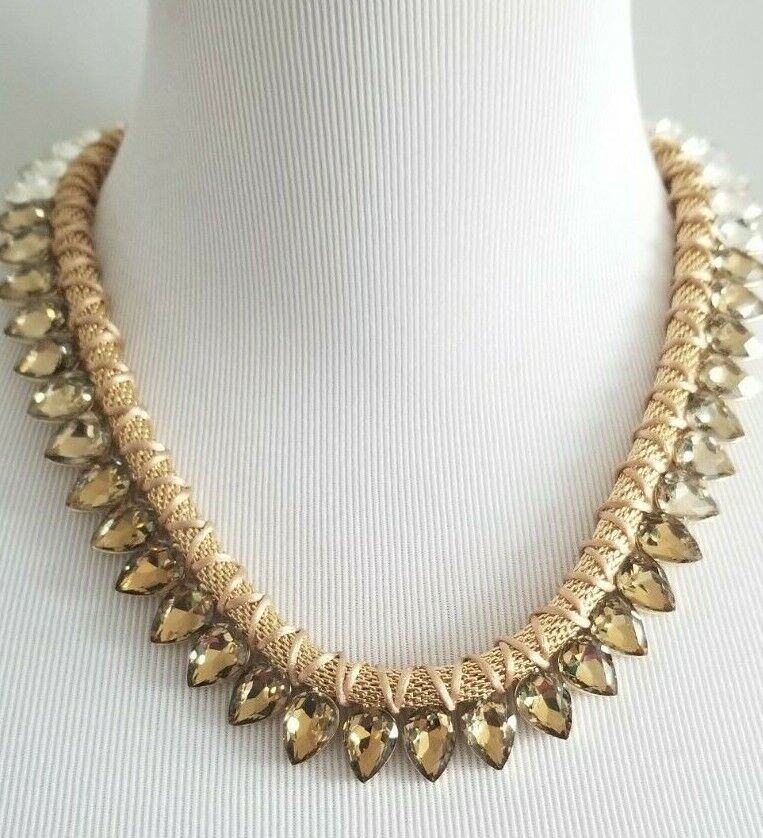 CHICO'S GOLDTONE AND RHINESTONE BIB NECKLACE