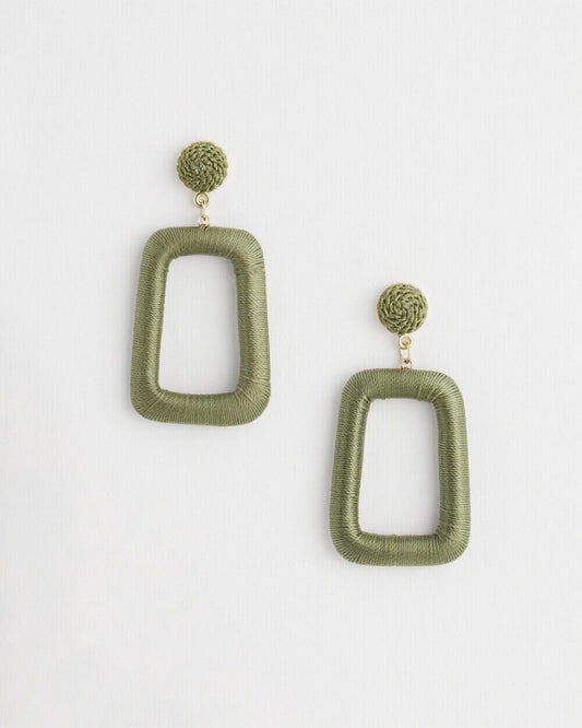 CHICO'S NO DROOP GREEN SQUARE EARRINGS