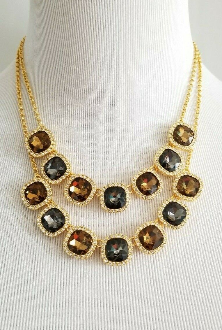TALBOTS SQUARE STONES DOUBLE STRAND NECKLACE