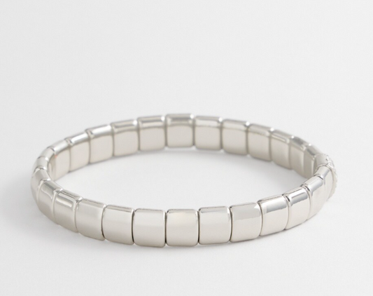 CHICO'S SILVER TONE STRETCH PAVE STRETCH BRACELET
