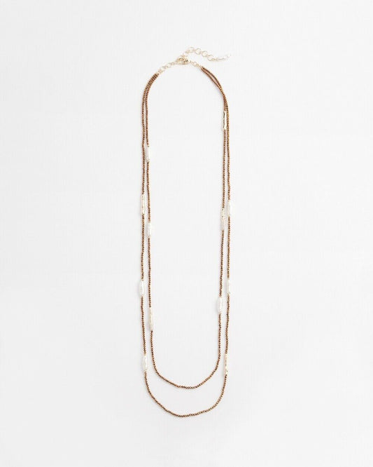 CHICO'S DOUBLE STRAND FAUX PEARL NECKLACE