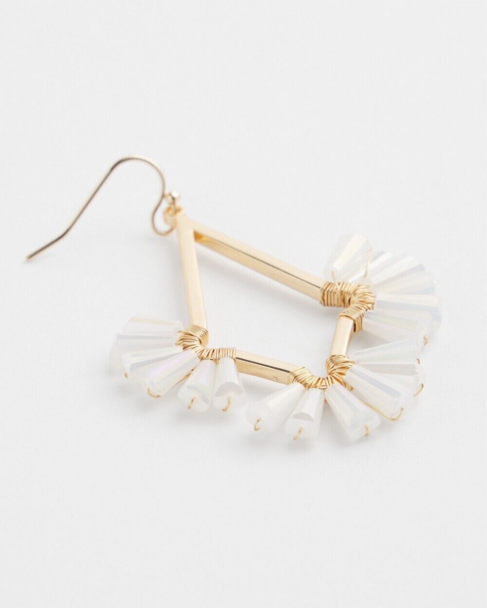 CHICO'S NO DROOP WHITE WHITE GLASS BEAD EARRINGS