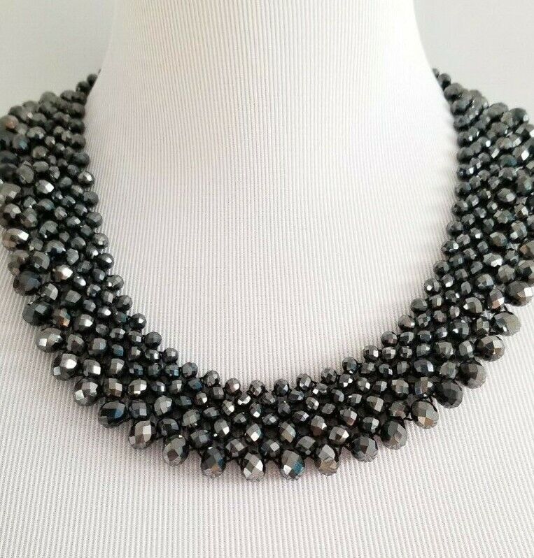 CHICO'S BLACK SPARKLE BIB NECKLACE