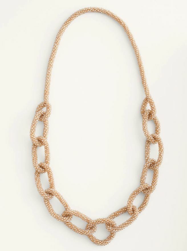 CHICO'S LONG CHAMPAGNE-HUED LUMI SINGLE-STRAND NECKLACE