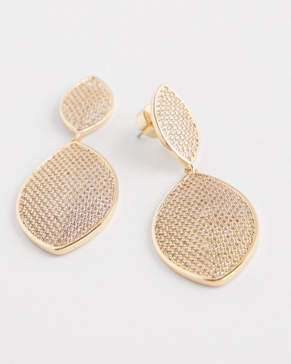 CHICO'S NO DROOP PAVE NAVETTE DROP EARRINGS