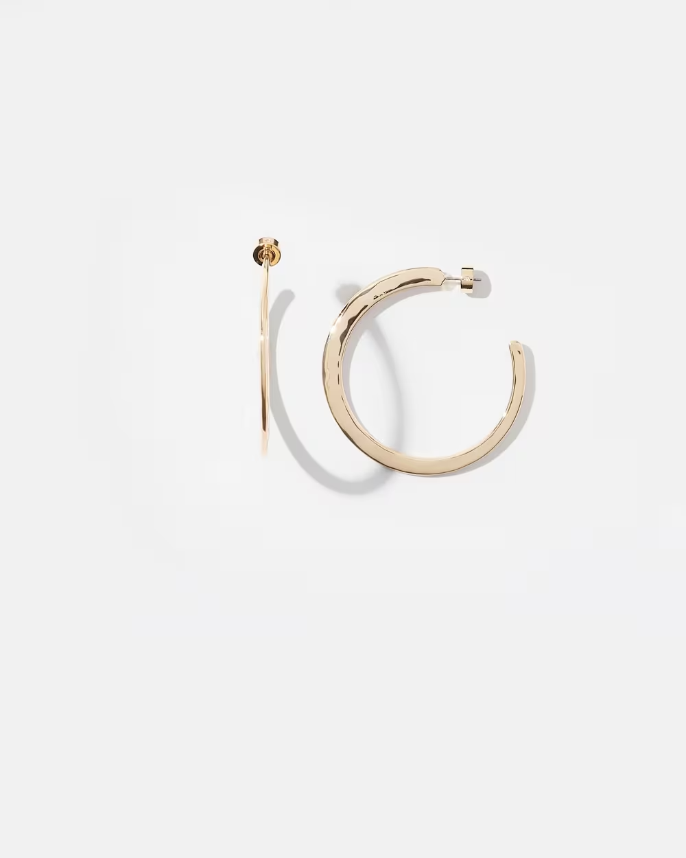 CHICO'S  2\" GOLD TONE TEXTURED EARRINGS