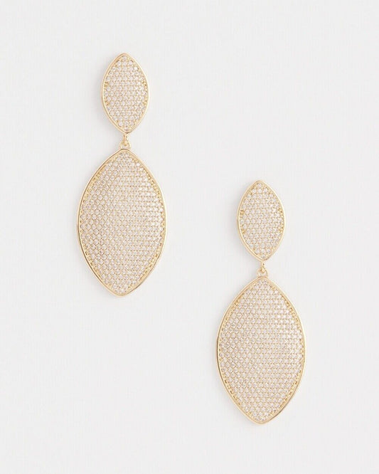 CHICO'S NO DROOP PAVE NAVETTE DROP EARRINGS