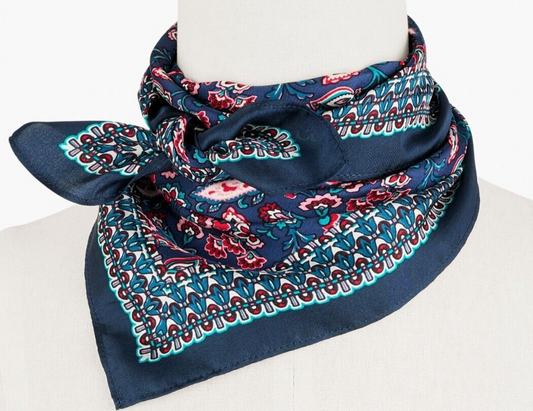 TALBOTS CHEERFUL FLORAL BORDER NECKERCHIEF SCARF