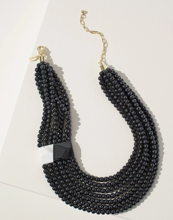 CHICO'S BLACK AND WHITE MULTI-STRAND NECKLACE
