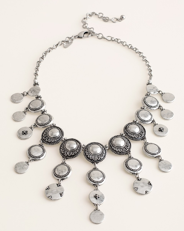 CHICO'S SILVER-TONE CIRCLE BIB NECKLACE