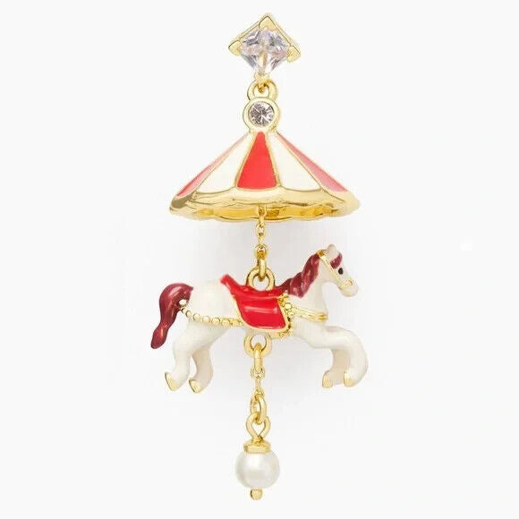 Kate Spade Winter Wonderland 3D Carousel Statement Dangling Earrings