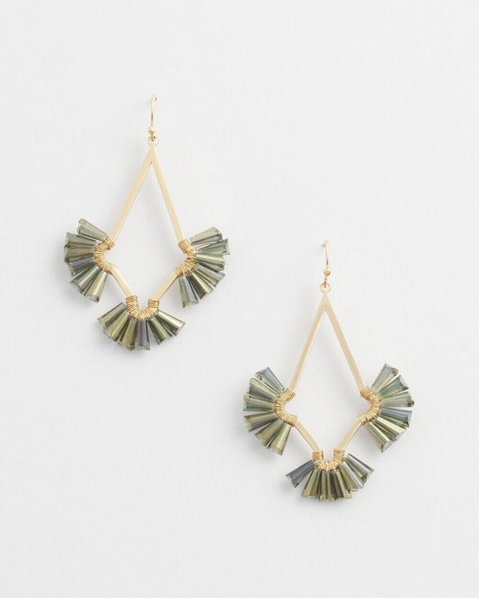 CHICO'S NO DROOP OLIVE BEADED DROP EARRINGS