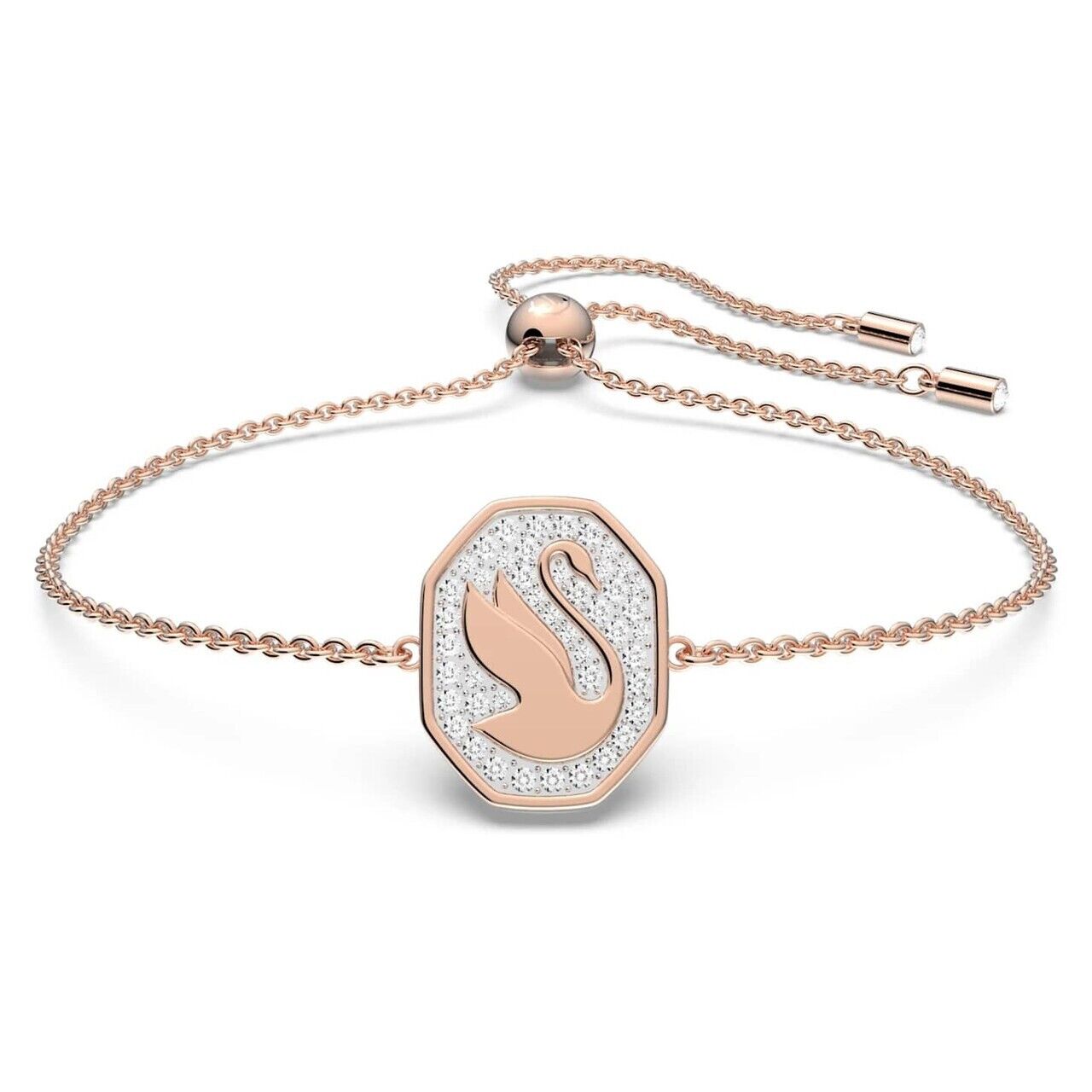 Swarovski Signum Bracelet, Swan, White, Rose-Gold Tone Plated -5621107 New