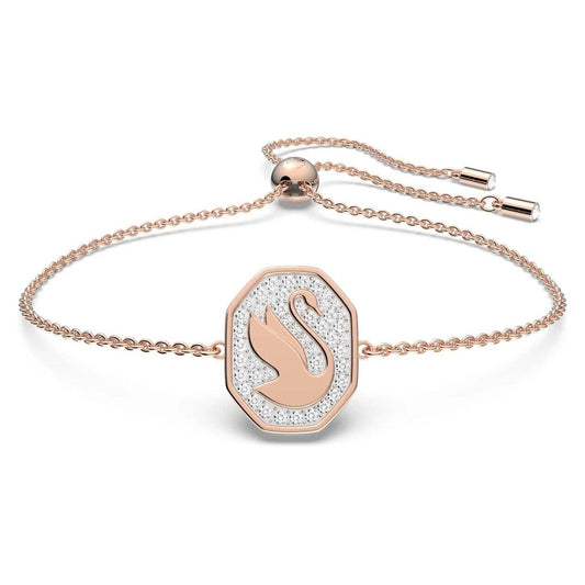 Swarovski Signum Bracelet, Swan, White, Rose-Gold Tone Plated -5621107 New