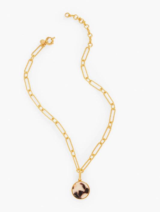TALBOTS BLONDE TORTOISE PENDANT NECKLACE