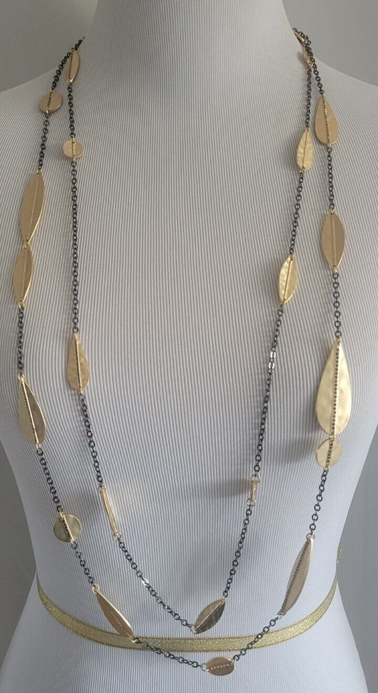 CHICO' S GOLD TONE LEAF MULTISTRAND NECKLACE
