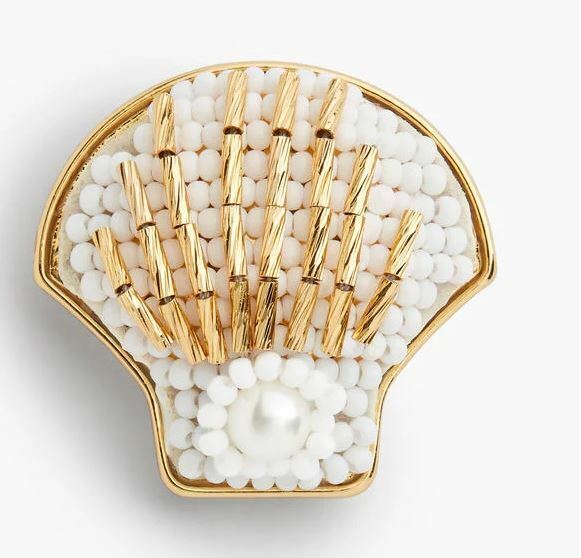 TALBOTS BEADED SHELL BROOCH