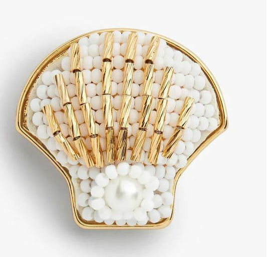TALBOTS BEADED SHELL BROOCH
