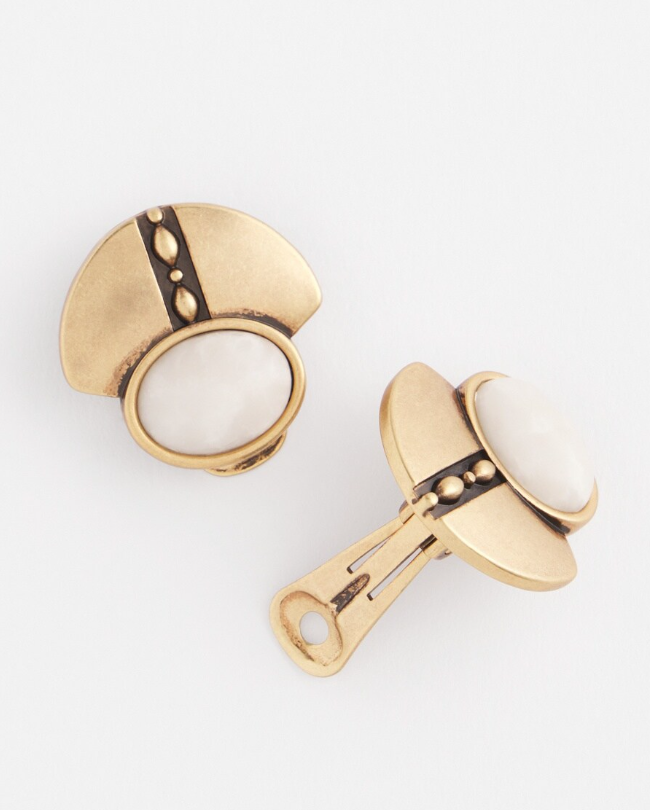 CHICO'S GOLD TONE CLIP ON EARRINGS