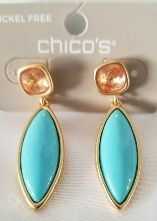 CHICO'S TURQOUSE LINEAR EARRINGS