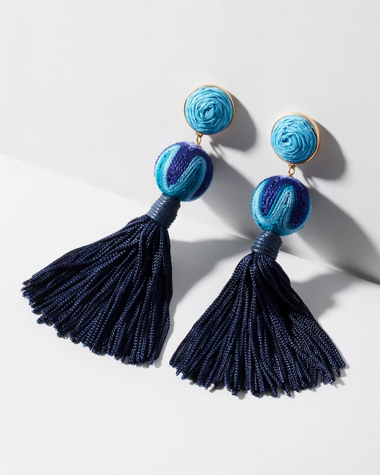 CHICO'S BLUE TASSEL DROP EARRINGS