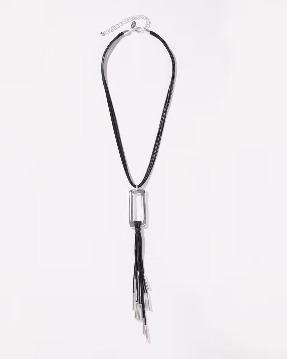 CHICO' S BLACK & SILVER TONE Y- NECKLACE