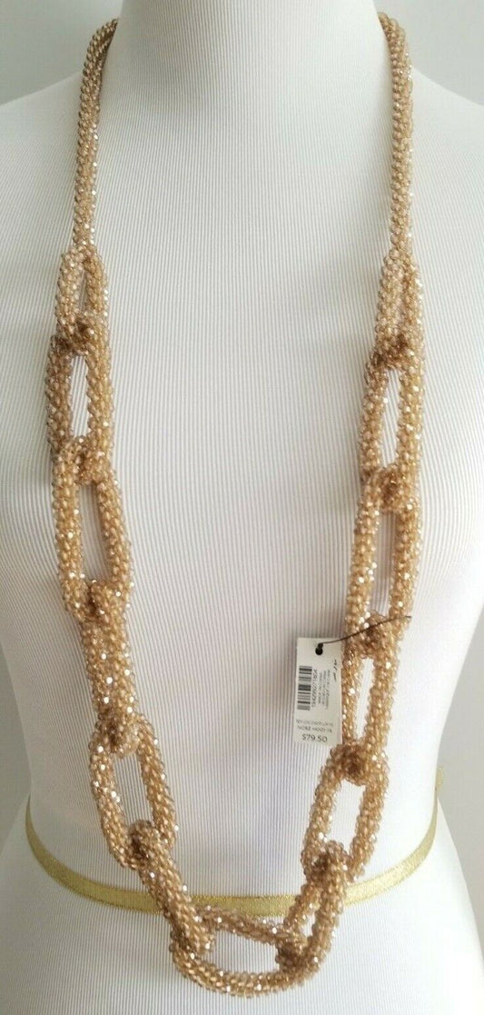 CHICO'S LONG CHAMPAGNE-HUED LUMI SINGLE-STRAND NECKLACE