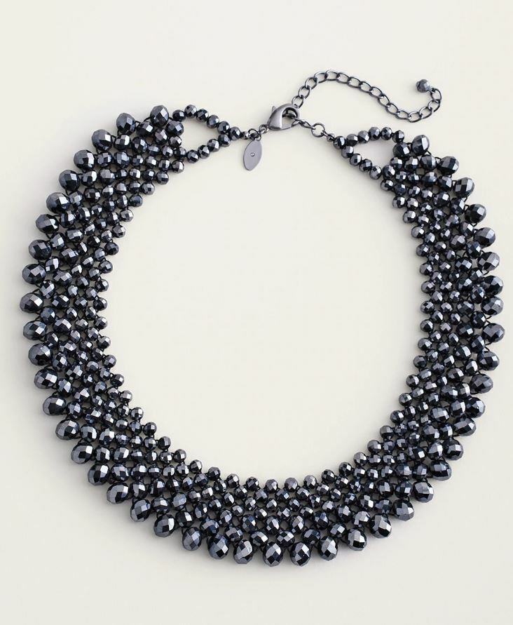 CHICO'S BLACK SPARKLE BIB NECKLACE